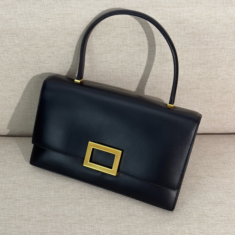 SOLD - HERMÈS Black Box Calf Leather Top Handle Bag GHW - Picture 3 of 17